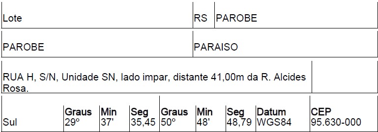 Terreno - Venda, PARAÍSO, PAROBE, RS